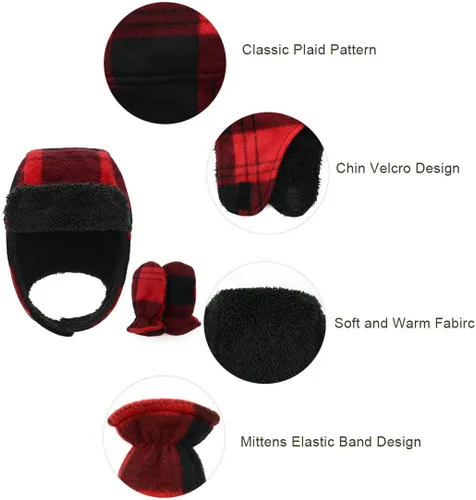 Miniatura 4 de Century Star Gorro de forro polar para bebé, gorro y manoplas de invierno para niños pequeños