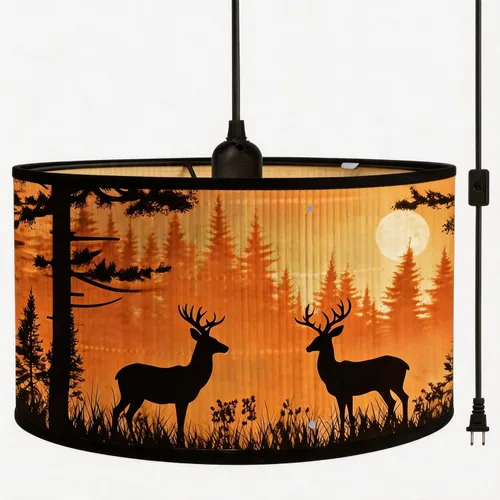 Miniatura 13 de Bioaqua - Lámpara colgante de bambú con cable enchufable (15 pies), lámpara colgante de macramé estilo bohemio con patrón, luces colgantes bohemias