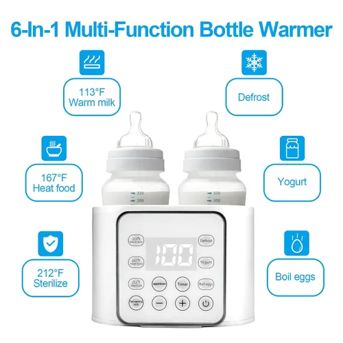 Miniatura 2 de Calentador de biberones 9 en 1, calentador de leche materna multifunción, calentador rápido de alimentos para bebés y calentador de descongelación