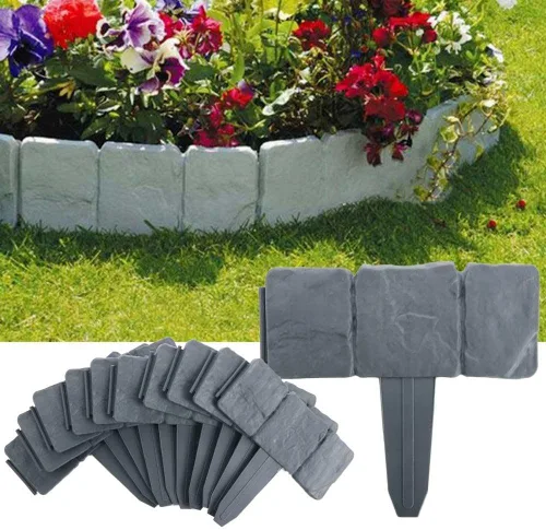Miniatura 3 de 10 unidades de borde de jardín, borde decorativo de plástico gris para jardín, jardín, jardín, jardín, patio, decoración de caminos