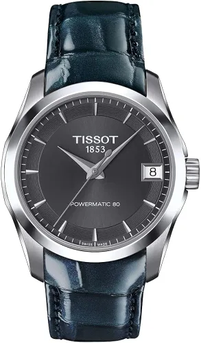 Tissot Couturier Powermatic 80 Lady 316L - Reloj automático suizo para mujer, color antracita, cuero, 18 (T0352071606100), Antracita, Reloj