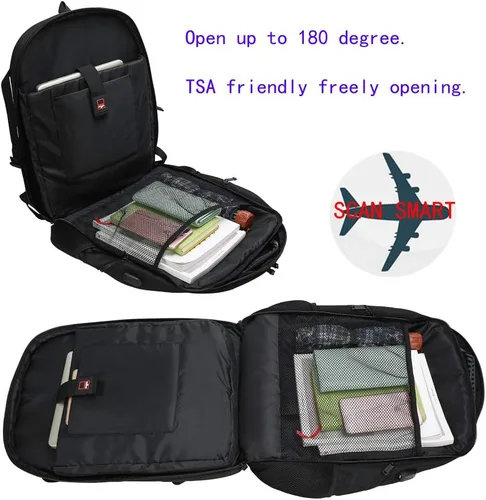 Miniatura 4 de Mochila para computadora portátil de 19 pulgadas Bolsa de computadora 50 L Mochila de viaje grande con puerto de carga USB