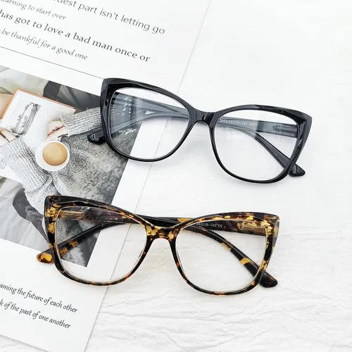 Miniatura 6 de Lentes de lectura de gran tamaño con diseño de ojo de gato para mujer, ligeros y grandes, lentes de moda para hombres, Paquete de 2 (negro+tortuga)