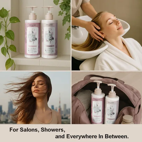 Miniatura 8 de DEMIKI Champú para mujer, champú japonés para cabello graso, cuidado de la queratina, aroma de rosa orgánico, rosa, aclarante, hidratante, Rojo