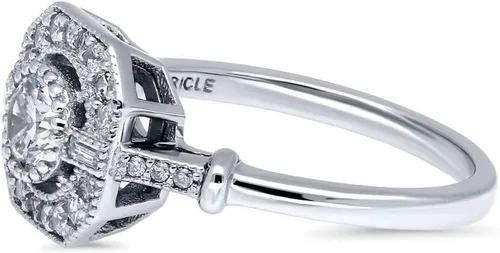 Miniatura 3 de BERRICLE Anillos Art Deco de plata de ley para mujer, anillo de circonita cúbica