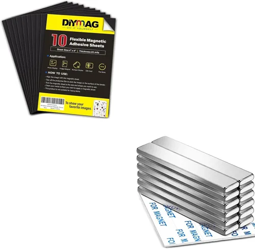 DIYMAG Hojas adhesivas magnéticas, imanes resistentes con adhesivo de doble cara, imán de tierras raras, perfecto para refrigerador, bricolaje,