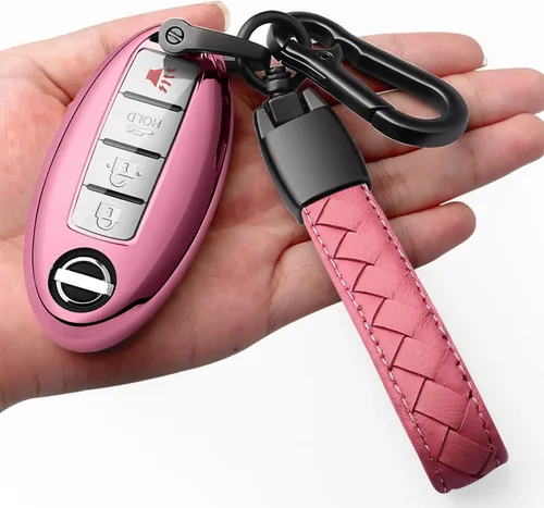 Miniatura 10 de Compatible con Nissan Funda para Llavero con Llavero de Cuero TPU Suave Protección de 360 Grados Funda para Llave para Altima Maxima Rogue Armada