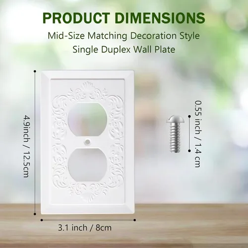 Miniatura 3 de Cubiertas de enchufe decorativas modernas de estilo clásico con diseño en relieve de pétalo, blanco, placa de pared para receptáculo eléctrico