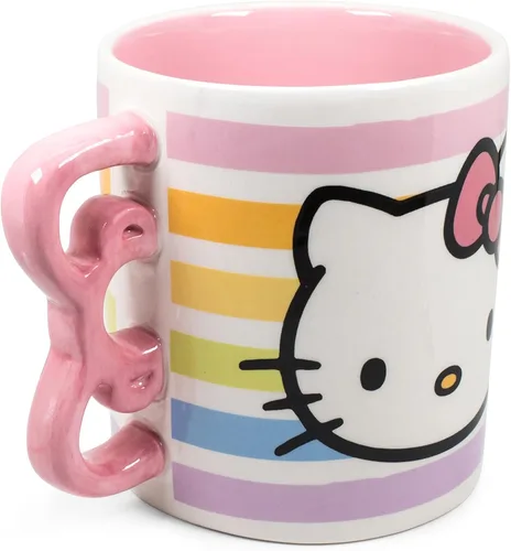 Miniatura 2 de Silver Buffalo Sanrio Hello Kitty Puntos Arcoíris 3D Taza de cerámica esculpida con asa con forma de arcoíris, 20 onzas Sanrio Hello Kitty Rainbow