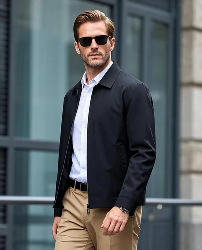 Miniatura 2 de EKLENTSON Chamarras ligeras para hombre, con cremallera completa, cuello de golf, cortavientos, con bolsillos con cremallera