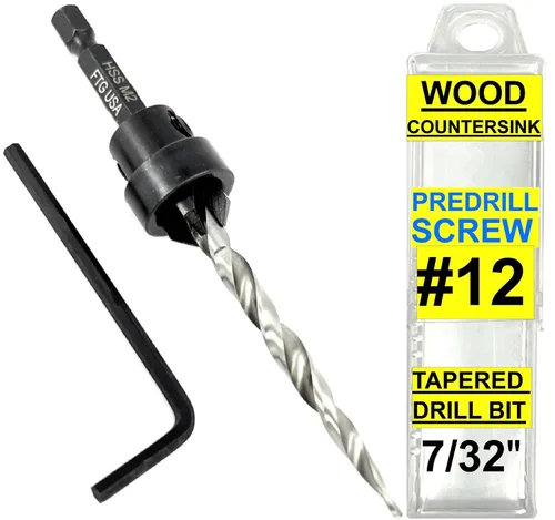 Miniatura 37 de FTG USA Juego de brocas avellanadoras de madera ajustable, 5 piezas, broca avellanadora #4 #6 #8 #10 #12 con broca cónica para carpintería