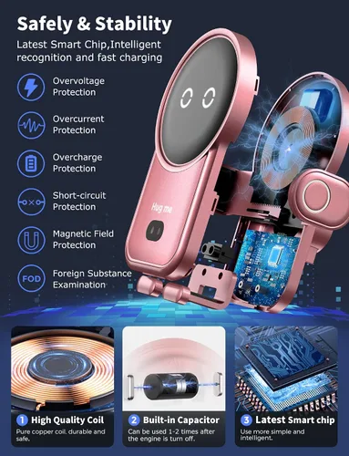 Miniatura 3 de Cargador inalámbrico para automóvil, 15 W, carga rápida, soporte para teléfono celular, con sujeción automática, compatible con iPhone 14 Series/14