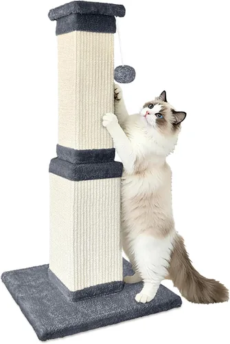 Miniatura 14 de Poste rascador para gatos grandes, rascador de gatos para gatos de interior y adultos, poste rascador de sisal resistente para proteger muebles, 32