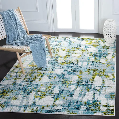Miniatura 13 de SAFAVIEH Skyler Collection SKY193B - Alfombra moderna abstracta que no desprende pelusa, para sala de estar o dormitorio, 2 x 4 pies, gris/azul