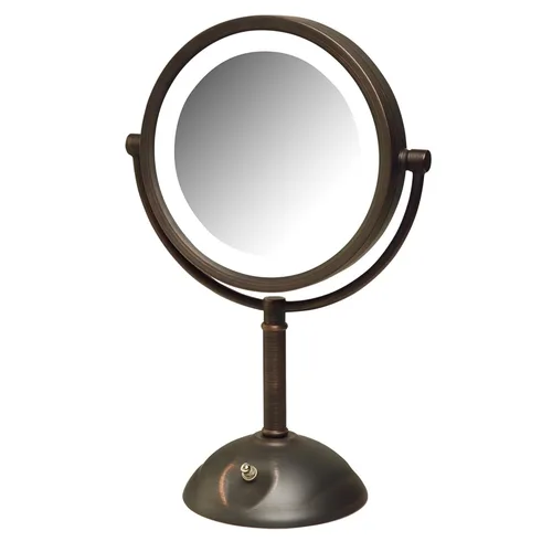 Miniatura 9 de JERDON Espejo de maquillaje de mesa con luces, aumento de 1X/8X, espejo de tocador de níquel de 8.5 pulgadas, modelo HL8808NL