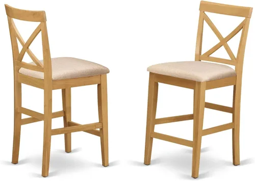 Miniatura 7 de East West Furniture PBS-BRN-C - Taburete de bar de altura para mostrador de pub, sillas de comedor de tela de lino, juego de 2, color marrón