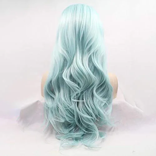 Miniatura 4 de Peluca Baby Blue para Mujeres, las Mejores Pelucas de encaje frontal azules, predepiladas, largas onduladas, peluca de cabello real, sin pegamento