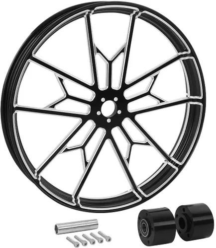 Miniatura 11 de TCMT Llanta de rueda delantera de 26 pulgadas, buje de rueda de doble disco para Harley Touring modelos no ABS/ABS, Road King Electra Street Road