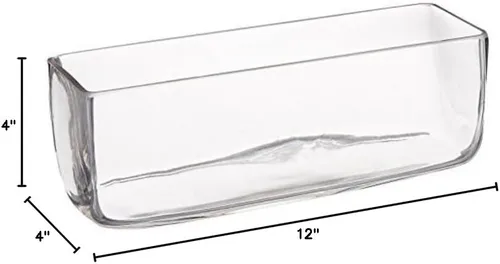 Miniatura 2 de WGV Jarrón de vidrio rectangular largo transparente, 4 x 12 x 4 pulgadas