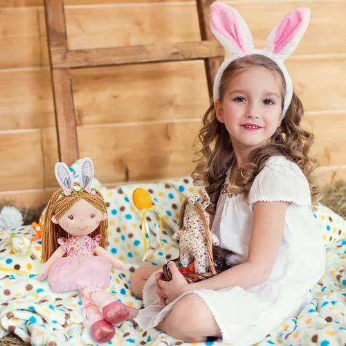Miniatura 4 de June Garden Muñeca de hada del jardín encantado de 16 pulgadas Brielle - Muñeca de conejo de peluche rellena y suave para niña, regalo de Pascua