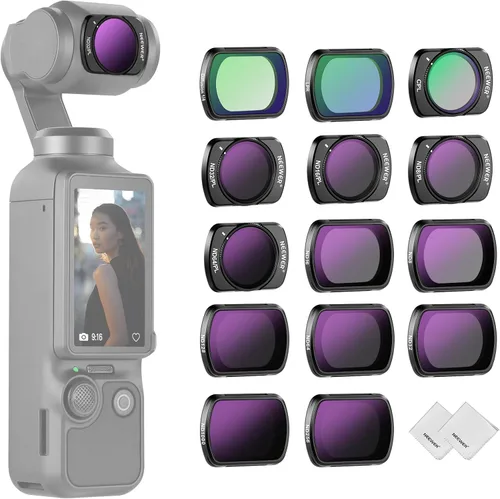 Miniatura 20 de NEEWER ND & CPL Kit de Filtros para Pocket 3 (Paquete de 3), ND4 ND8 CPL Juego de Filtros Polarizadores de Densidad Neutra Magnéticos con Vidrio
