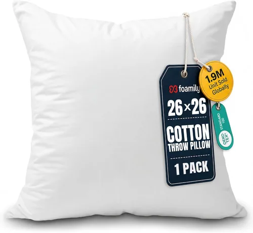 Miniatura 24 de Foamily Insertos de almohada 100% algodón de 12 x 12 pulgadas, rellenos de almohada para almohadas decorativas para sofá y cama, relleno de almohada