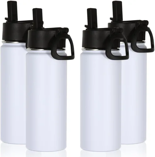 Miniatura 33 de Volhoply Paquete a Granel de 8 Botellas de Agua Aisladas de 18 Onzas, Botellas de Agua de Acero Inoxidable para Niños con Tapa con Pajita, Botella