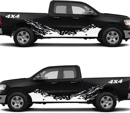 Miniatura 8 de Calcomanías de camión, calcomanías laterales grandes para camión, camioneta, SUV, calcomanías de automóvil de rayas de carreras de 4 x 4, Negro