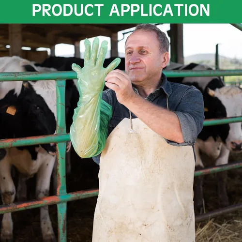 Miniatura 3 de 50 piezas Guantes desechables para el campo de 35 pulgadas de longitud hasta el hombro Guantes de inseminación veterinaria