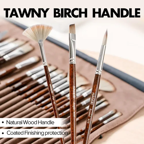 Miniatura 4 de 25 Piezas Pinceles de Pintura, Kit de Pinceles de Pintura Experto con Cerdas de Nylon Sintético con Cuchillo de Paleta y Rollo de Cuero de Gamuza