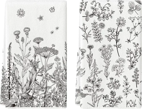 Miniatura 7 de Artoid Mode Toallas de Cocina con Flores Silvestres, Toallas de Cocina de Hojas de 18x26 Pulgadas, Toallas de Mano para Decoración Festiva, Juego