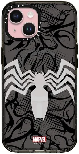 Miniatura 23 de CASETiFY Impact - Funda para iPhone 13 [Spider-Man Co-Lab / protección contra caídas de 6.6 pies] - Máscara Venom - Negro transparente
