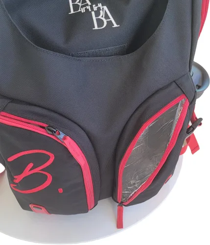 Miniatura 3 de BABA Mochila, Negro y rojo, Estilo moderno