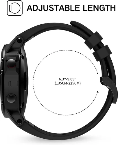 Miniatura 3 de Correa de reloj compatible con Fenix, correa de reloj Garmin de 0.866 in, silicona suave, repuesto para Fenix 5/5 Plus/6/6 Pro/7/Forerunner Negro