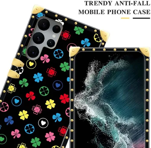 Miniatura 2 de Funda compatible con Samsung Galaxy S22 Ultra, Love Four-Leaf Clover Funda S22 Ultra para niñas y mujeres, TPU suave a prueba de golpes, PC duro