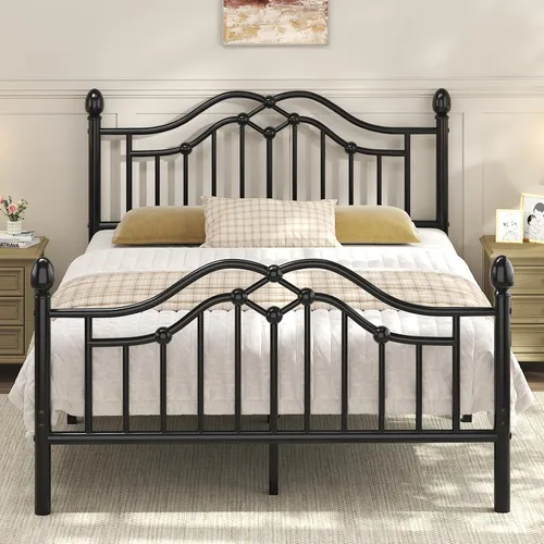 Miniatura 10 de LoVinson Base de cama individual con cabecero y estribo, marco de cama de plataforma de metal moderno para niños, soporta hasta 800 libras, no Blanco