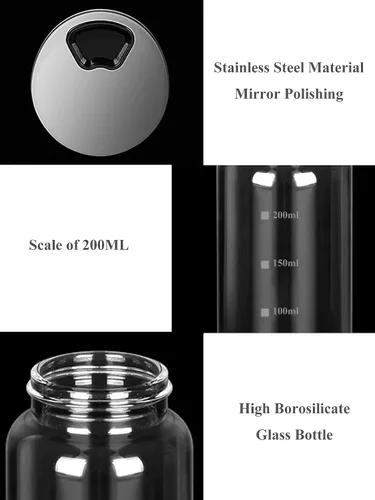 Miniatura 9 de Verdental Saleros y Pimenteros de 7 onzas con Orificios de Salida Ajustables, Botellas de Vidrio Transparente, Recipientes de Especias y Condimentos