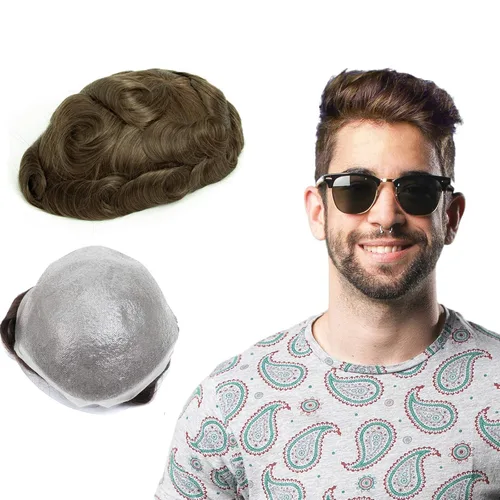 Miniatura 39 de GEXWORLDWIDE GEX 62 colores tupé para hombres 0.002 in piel ultra fina V-loop 8x10 pulgadas cabello humano conjunto gris densidad densidad densidad