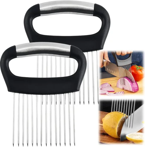 Miniatura 12 de Soporte para rebanar cebollas, nuevo soporte de acero inoxidable 2024 para cortar, herramienta auxiliar de picadora, cortador para carne, cebolla