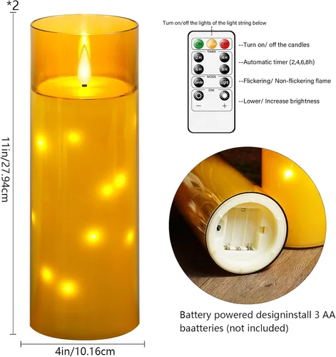 Miniatura 5 de kakoya Velas LED grandes sin llama de 11" x 4" pulgadas para exteriores, impermeables, con control remoto y temporizador, velas de pilar acrílicas