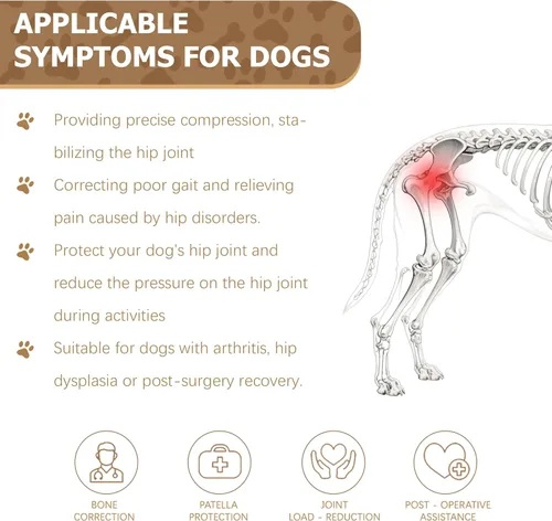 Miniatura 2 de Soporte de cadera para perro para displasia de cadera, soporte ajustable de cadera para perro con compresión específica, estabiliza