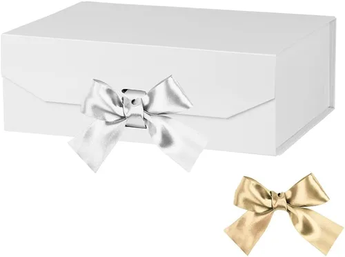 Miniatura 24 de GoooodGift Caja de regalo grande blanca de 13 x 11 x 5.3 pulgadas, caja de regalo con tapa cierre magnético, Navidad, cajas de regalo plegables