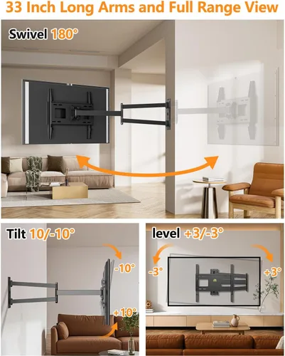 Miniatura 4 de FORGING MOUNT - Soporte de pared para TV de esquina con brazo largo para televisores de 26" a 65" - Fácil de instalar, diseño de un solo soporte
