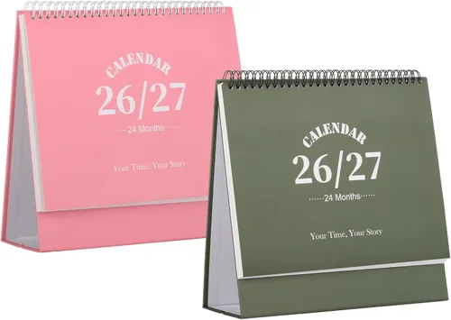 Miniatura 9 de Calendario de escritorio 2026-2027, calendario de 2 años desde enero de 2026 hasta diciembre de 2027, planificador mensual de mesa con calcomanías