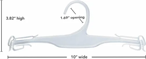 Miniatura 2 de NAHANCO Intimate Apparel - Percha moldeada con delicados clips de hombro y área para logotipo, poliestireno de 10 pulgadas, transparente