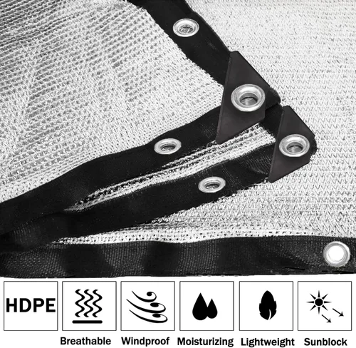 Miniatura 2 de AIMFIKIOR 85% tela de aluminio resistente, lona de malla de 10 x 14 pies con ojales, tela de protección solar para cubierta de jardín, patio