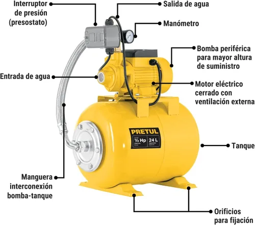 Miniatura 3 de Bomba de aire 1/2 HP, 24 litros Pretul