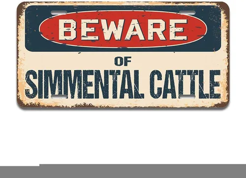 SignMission Beware of Simmental Cattle - Placa de matrícula de aluminio de 12 x 6 pulgadas, se adapta a cualquier automóvil, camión, SUV, RV o