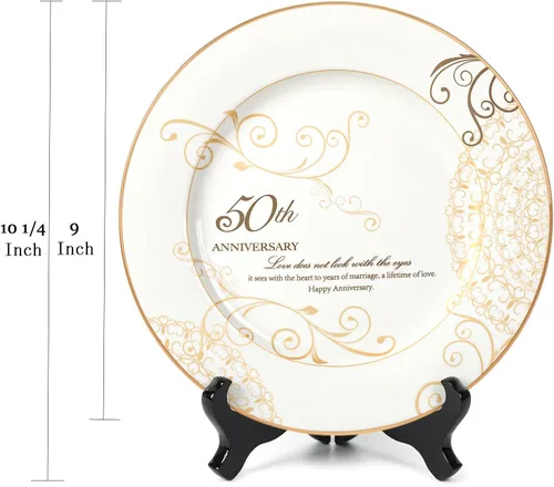 Miniatura 8 de Urllinz Regalos de boda de 50 aniversario para parejas, padres, abuelos, regalo de recuerdo de aniversario de boda, plato de matrimonio de 50 años