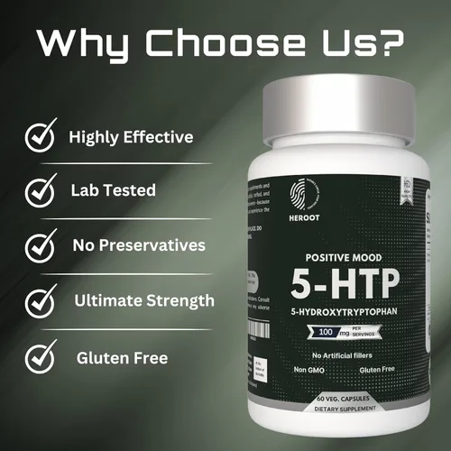 Miniatura 7 de 5-HTP 200 mg, 60 cápsulas vegetarianas (5-hidroxitriptófano) – Vitaminas de apoyo del estado de ánimo sin OMG y sin gluten para mujeres y hombres